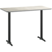 Lancaster Table & Seating 30" x 60" Reversible Gray / White Laminated Bar Height Table and Base Kit with 5" x 22" Cast Iron Base