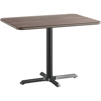 Lancaster Table & Seating 30" x 42" Reversible White Birch / Ash Laminated Standard Height Table and Base Kit with 22" x 30" Cast Iron Base