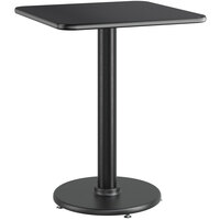 Lancaster Table & Seating 24" x 24" Reversible Cherry / Black Laminated Standard Height Table and Base Kit with 17" Cast Iron Base