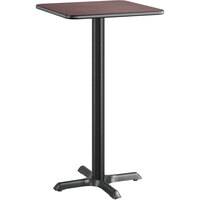 Lancaster Table & Seating 24" x 24" Reversible Cherry / Black Laminated Bar Height Table and Base Kit with 22" x 22" Cast Iron Base