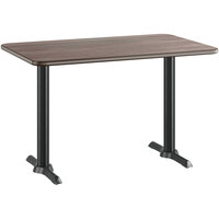 Lancaster Table & Seating 30" x 48" Reversible White Birch / Ash Laminated Standard Height Table and Base Kit with 5" x 22" Cast Iron Base