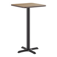 Lancaster Table & Seating 24" x 24" Reversible White Birch / Ash Laminated Bar Height Table and Base Kit with 22" x 22" Cast Iron Base