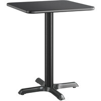 Lancaster Table & Seating 24" x 24" Reversible Cherry / Black Laminated Standard Height Table and Base Kit with 22" x 22" Cast Iron Base