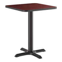 Lancaster Table & Seating 24" x 24" Reversible Cherry / Black Laminated Standard Height Table and Base Kit with 22" x 22" Cast Iron Base