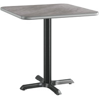 Lancaster Table & Seating 30" x 30" Reversible Gray / White Laminated Standard Height Table and Base Kit with 22" x 22" Cast Iron Base