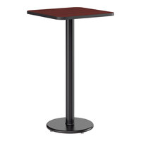 Lancaster Table & Seating 24" x 24" Reversible Cherry / Black Laminated Bar Height Table and Base Kit with 17" Cast Iron Base