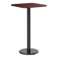Lancaster Table & Seating 24" x 24" Reversible Cherry / Black Laminated Bar Height Table and Base Kit with 17" Cast Iron Base