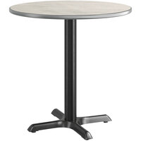 Lancaster Table & Seating 30" Reversible Gray / White Laminated Standard Height Table and Base Kit with 22" x 22" Cast Iron Base