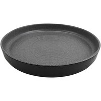 cheforward™ by GET Infuse 16" Round Stone Grey / Black Melamine Platter with Raised Rim - 4/Case