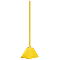 Vestil 22" x 22" x 98" Yellow Plastic Pyramid Sign Base with Steel Pole PYSB-Y