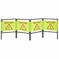 Vestil 93" Yellow "Safety First" Plastic / Vinyl 4-Section Folding Barrier FBR-4-35