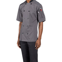 Uncommon Chef Havana Unisex Slate Customizable Short Sleeve Chef Coat with Mesh Back 0494 - XS