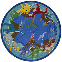 Joy Carpets Kid Essentials Dino Parade 7' 7" Multi-Colored Round Area Rug