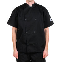 Chef Revival Silver Knife and Steel J005 Unisex Black Customizable Short Sleeve Chef Jacket - 4X