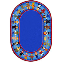 Joy Carpets Kid Essentials Children of Many Cultures 7' 8" x 10' 9" Multi-Colored Oval Area Rug