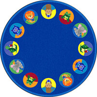 Joy Carpets Kid Essentials Animal Readers 7' 7" Multi-Colored Round Area Rug