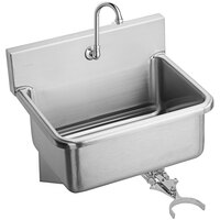 Zurn Elkay EWS2520KC 25" x 19 1/2" Wall Mounted Hands-Free Sink with Knee-Operated Gooseneck Faucet