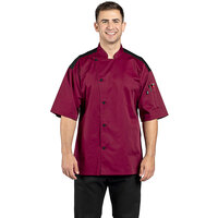Uncommon Chef Rogue Pro Vent Unisex Lightweight Burgundy Customizable Short Sleeve Chef Coat with Mesh Back 0701 - 4X