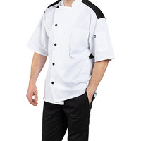 Uncommon Chef Rogue Pro Vent Unisex Lightweight White Customizable Short Sleeve Chef Coat with Mesh Back 0701 - M