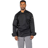 Uncommon Chef Vigor Pro Vent Unisex Lightweight Black Customizable Long Sleeve Chef Coat with Mesh Back 0705 - 3X