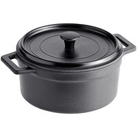 Elite Global Solutions Illogical 20 oz. Black Faux Cast Iron Melamine Pot with Lid - 6/Case