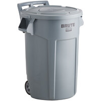 Rubbermaid BRUTE 44 Gallon Gray Wheeled Round Trash Can and Lid