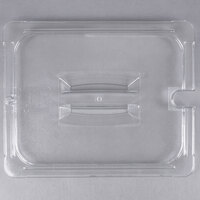 Carlisle 10231U07 StorPlus 1/2 Size Clear Universal Handled Lid with Spoon Notch