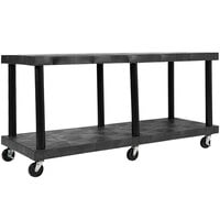 SPC Industrial Modular-Kart 66" x 24" x 32" Plastic Solid Top 2-Shelf Utility Cart KT6624B