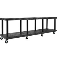 SPC Industrial Modular-Kart 96" x 24" x 32" Plastic Solid Top 2-Shelf Utility Cart KT9624B