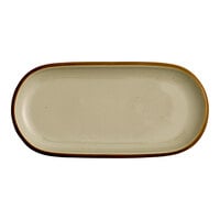 Acopa Keystone 14" x 6 3/4" Granite Gray Stoneware Oblong Coupe Platter - Sample