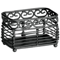 Tablecraft BK256 Mediterranean 3 1/2" x 2 1/2" Black Metal Sugar Caddy