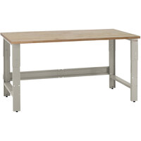 BenchPro Roosevelt Series 36" x 72" Maple Oiled Butcher Block Top Adjustable Workbench with Gray Frame RW3672