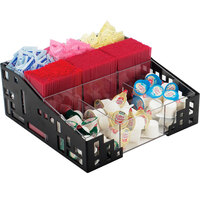 Cal-Mil 1616-13 Squared Black 9-Compartment Condiment Organizer - 12" x 12" x 5 1/4"