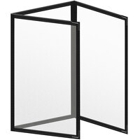 H. Risch, Inc. TET Deluxe Sewn 5 1/2" x 8 1/2" Black 6 View Foldout Vinyl Menu Cover With Black Smooth Corners and Matte Finish