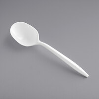 Choice Medium Weight White Polypropylene Plastic Soup Spoon - 1000/Case