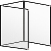 H. Risch, Inc. TET Deluxe Sewn 8 1/2" x 11" Black 6 View Foldout Vinyl Menu Cover With Silver Decorative Corners and Matte Finish