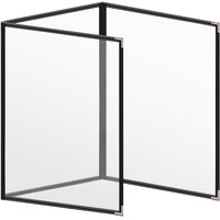 H. Risch, Inc. TET Deluxe Sewn 8 1/2" x 11" Black 6 View Foldout Vinyl Menu Cover With Silver Smooth Corners and Matte Finish
