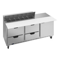 Beverage-Air SPED72HC-12C-4 72" 1 Door 4 Drawer Cutting Top Refrigerated Sandwich Prep Table with 17" Wide Cutting Board