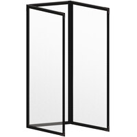 H. Risch, Inc. TET Deluxe Sewn 4 1/4" x 14" Black 6 View Foldout Vinyl Menu Cover With Black Smooth Corners and Matte Finish