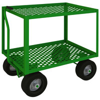 Durham Mfg 24" x 36" Green Steel Garden Cart with 2 Perforated Shelves and Towing Handle GT5WT-2436-2-10SPN-83T - 1000 lb. Capacity