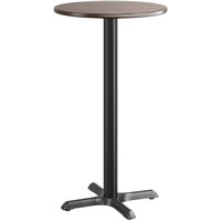 Lancaster Table & Seating 24" Round Reversible Birch / Ash Laminated Bar Height Table and Base Kit with 22" x 22" Cast Iron Base