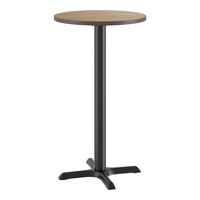 Lancaster Table & Seating 24" Round Reversible Birch / Ash Laminated Bar Height Table and Base Kit with 22" x 22" Cast Iron Base