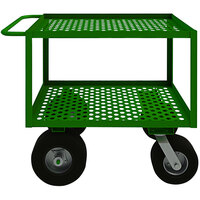 Durham Mfg 24" x 36" Green Steel Garden Cart with 2 Perforated Shelves GC-2436-2-10/12PN-83T - 1200 lb. Capacity