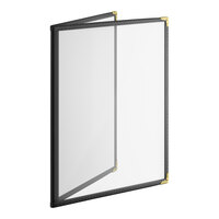 Choice 8 1/2" x 11" Black 4-View Double Pocket Menu Cover