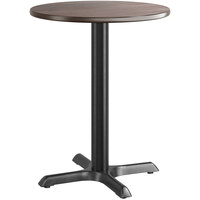 Lancaster Table & Seating 24" Round Reversible Birch / Ash Laminated Standard Height Table and Base Kit with 22" x 22" Cast Iron Base