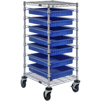 Quantum 21" x 24" x 45" Mobile Cart with 7 Blue Divider Bins BC212439M2BL