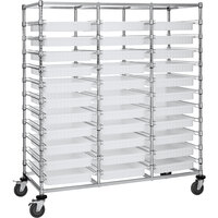 Quantum 24" x 60" x 69" Triple Mobile Bin Cart with 33 Clear Divider Bins BC216069M2TCL