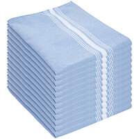Monarch Brands Mariposa Reverse Blue 100% Spun Polyester Bistro Striped Cloth Napkins, 18" x 22" - 12/Pack