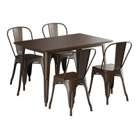 Lancaster Table & Seating Alloy Series 47 1/2" x 29 1/2" Copper Standard Height Outdoor Table with 4 Cafe Chairs