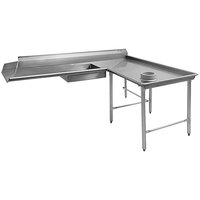 Eagle Group SDTCIR-84-14/3 84" Spec-Master 14 Gauge Stainless Steel Right Dishlanding Soil L-Shape Dishtable